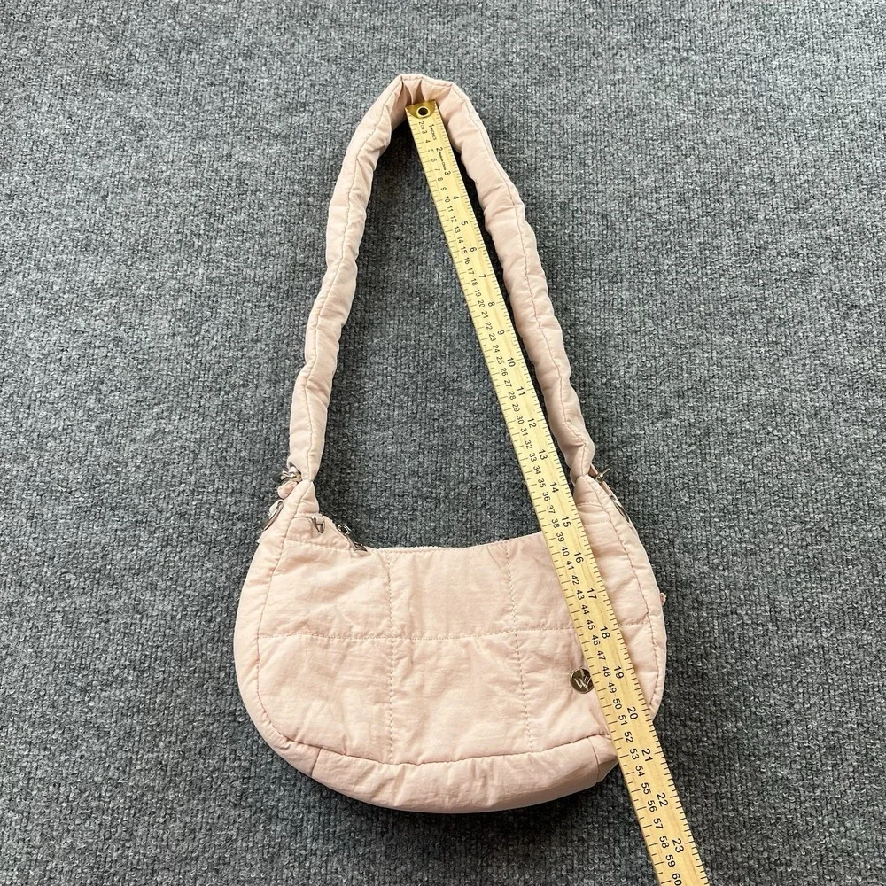 Westbronco Blush Pink Quilted‎ Mini Hobo Bag Scrunch Handle Adjustable Strap